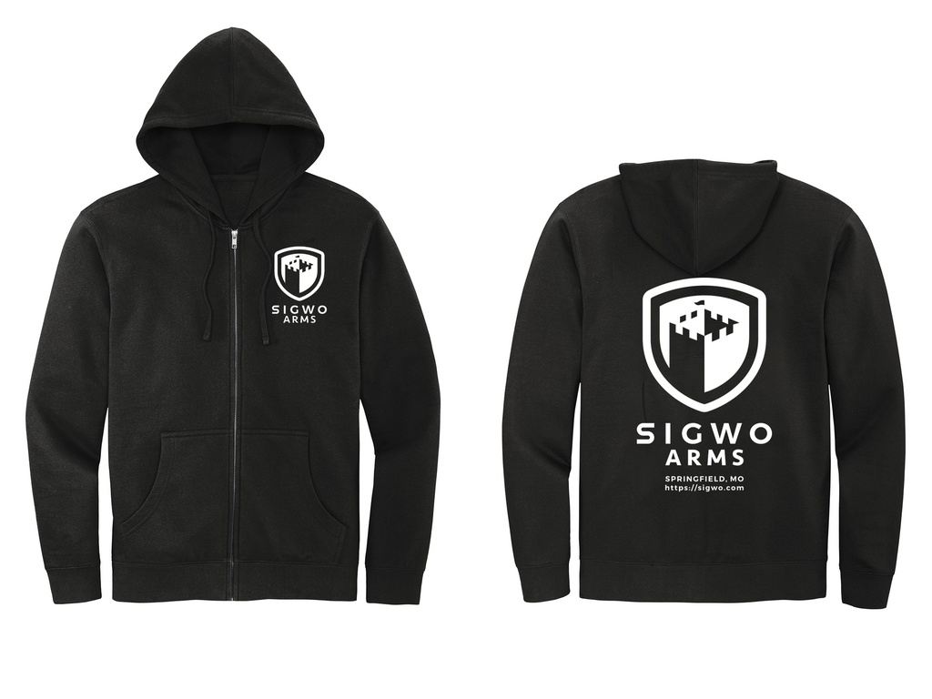 Sigwo Arms Black Hoodie Zip Up - White Letters